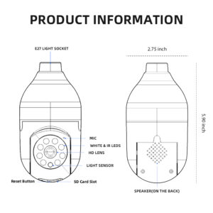 v380 full hd 1080p wireless led ptz ip bulb camera