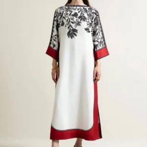 trendy women’s stitched printed swiss lawn shirt and trouser set 2 pcs