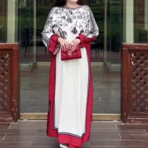 trendy women’s stitched printed swiss lawn shirt and trouser set 2 pcs